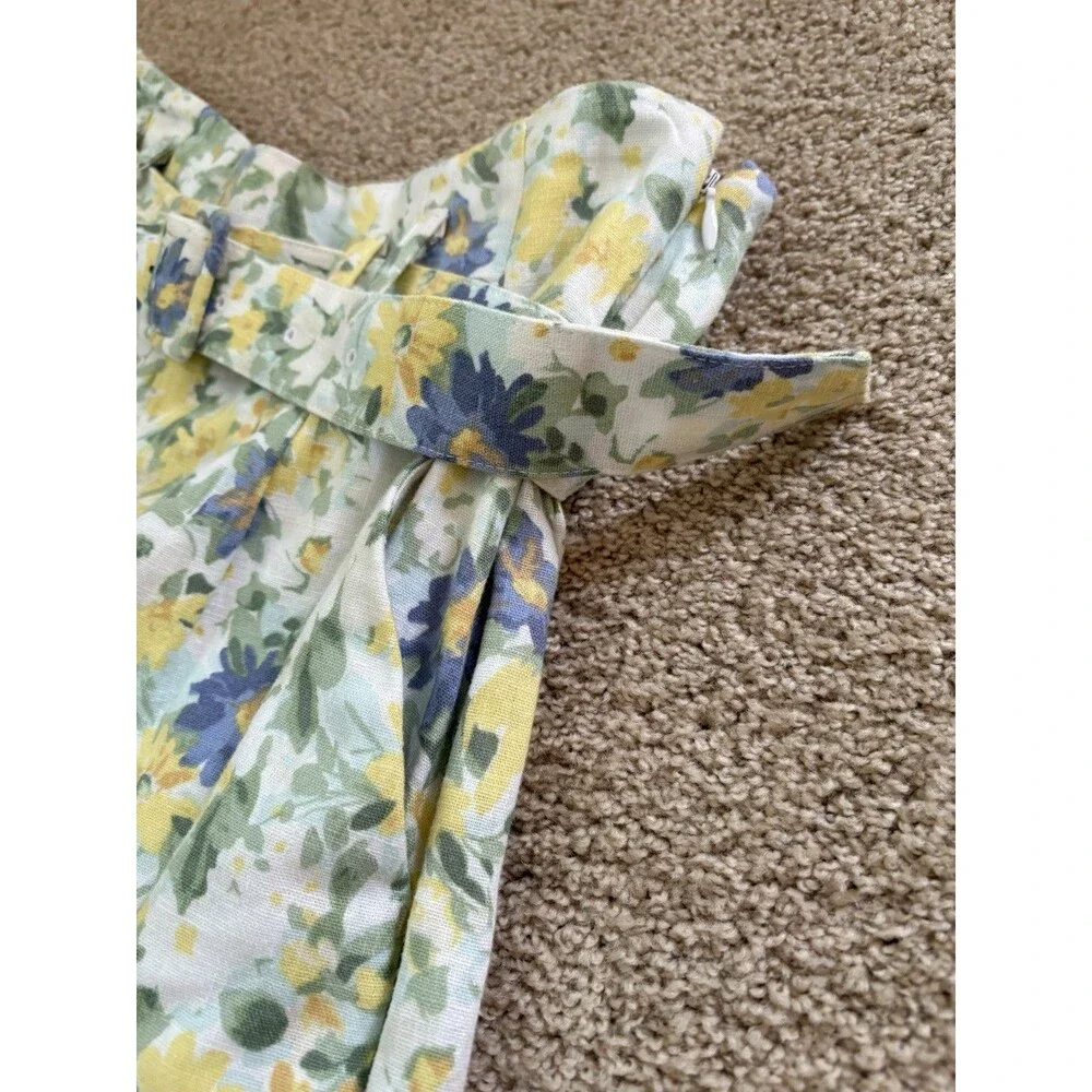 Abercrombie Women’s Floral Belted Shorts Size L Yellow Cotton Blend Summer